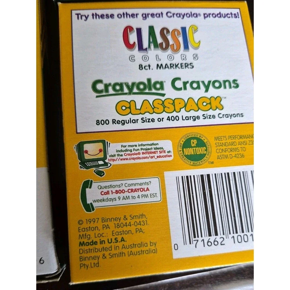 Vintage Unused Crayola Crayons & Markers Two 16 Count/One 24 Count/10 Count